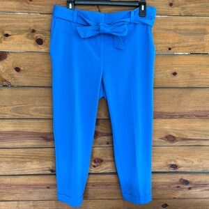 LOFT The Devin slim  Blue Ankle Pants with Waist Bow size 8 petite classic